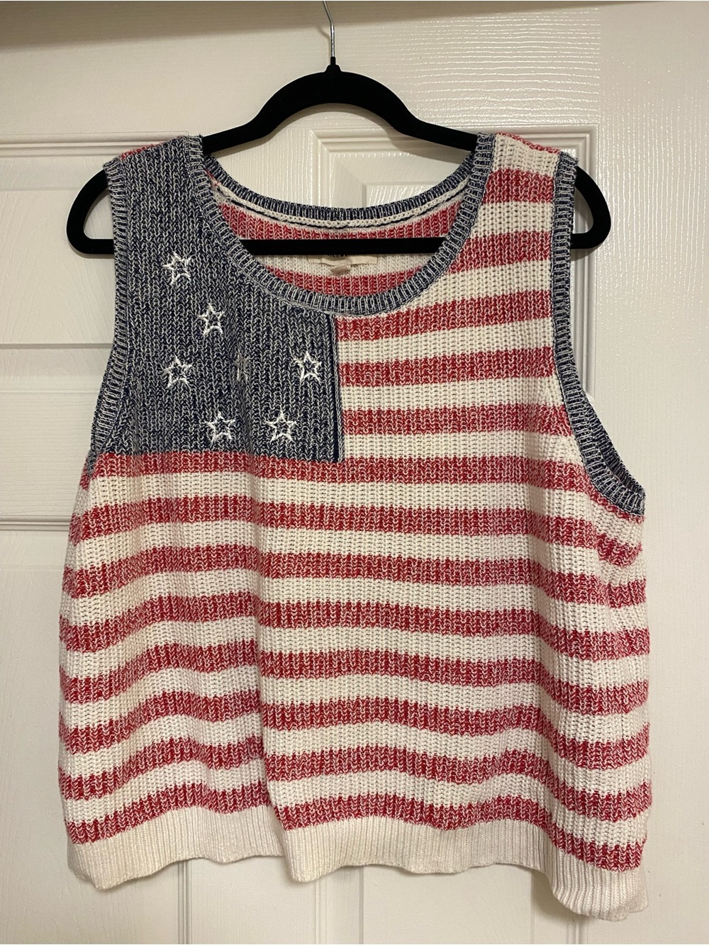 Lucky Brand Sleeveless Flag Knit Tank - Red, White & Blue